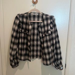 Reformation checkered button up blouse